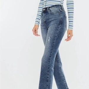 NWT KanCan Miley High Rise Cropped Flare Distressed Jeans size 9 28